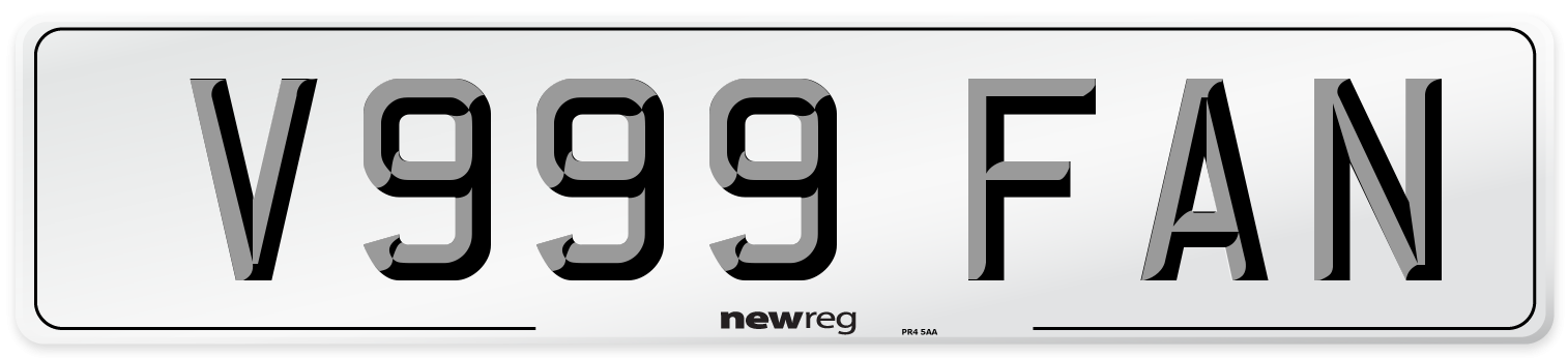 V999 FAN Number Plate from New Reg